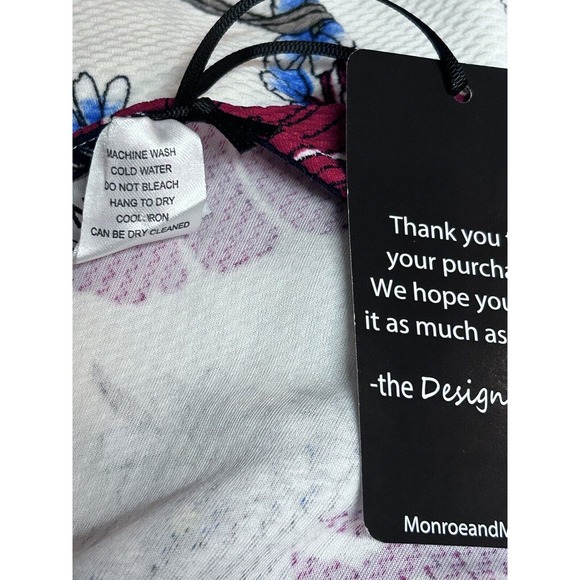 Monroe & Main Career Office Casual Brunch Red Black Blue White Floral Knit Dress - Picture 14 of 15